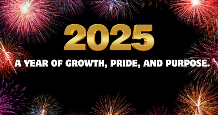 Fireworks celebrating the year 2025.